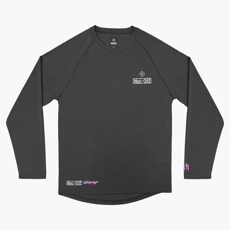Long Sleeve Rider Jersey Racing in grey, front view