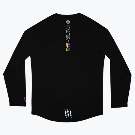 Long Sleeve Rider Jersey Factory in black, back view
