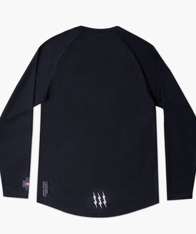 Long Sleeve Mountain Bike Jersey in black, back view