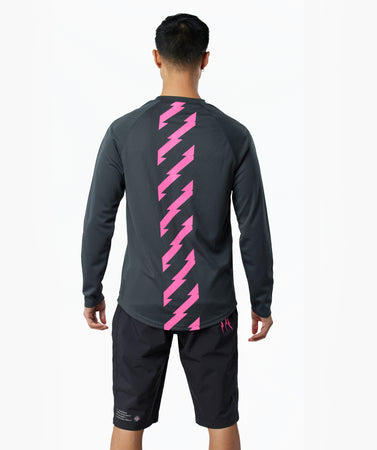 Long Sleeve Mountain Bike Jersey in grey, back view