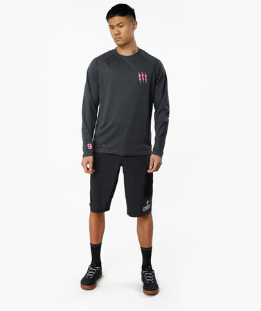 Long Sleeve Mountain Bike Jersey in grey, front view