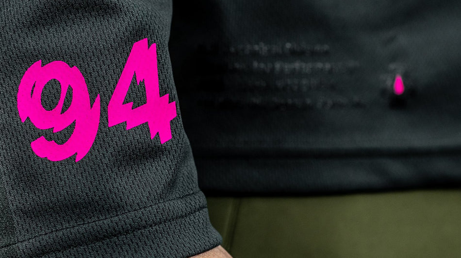Close-up of the jersey's breathable mesh fabric