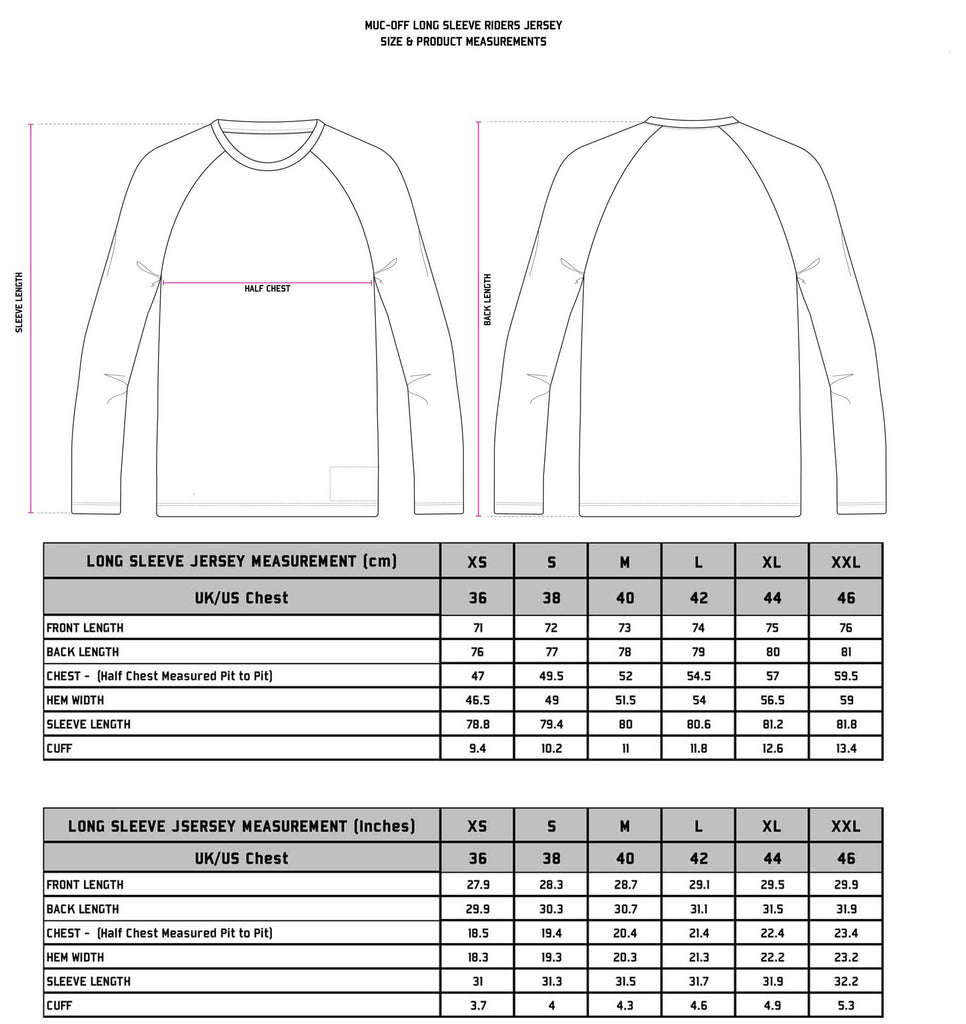 Muc-Off riders jersey size guide